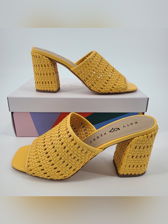 Katy Perry Collections Shoes - Katy Perry Collections Yellow Woven Block Heel Open Toe Sandals Size 10